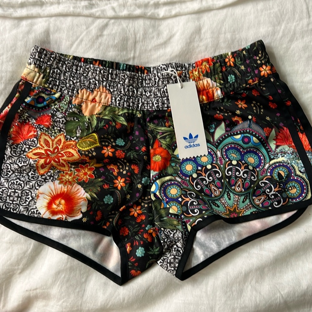 Adidas Shorts.  Limited edition collaboration Jardim Shorts by FARM Brasil